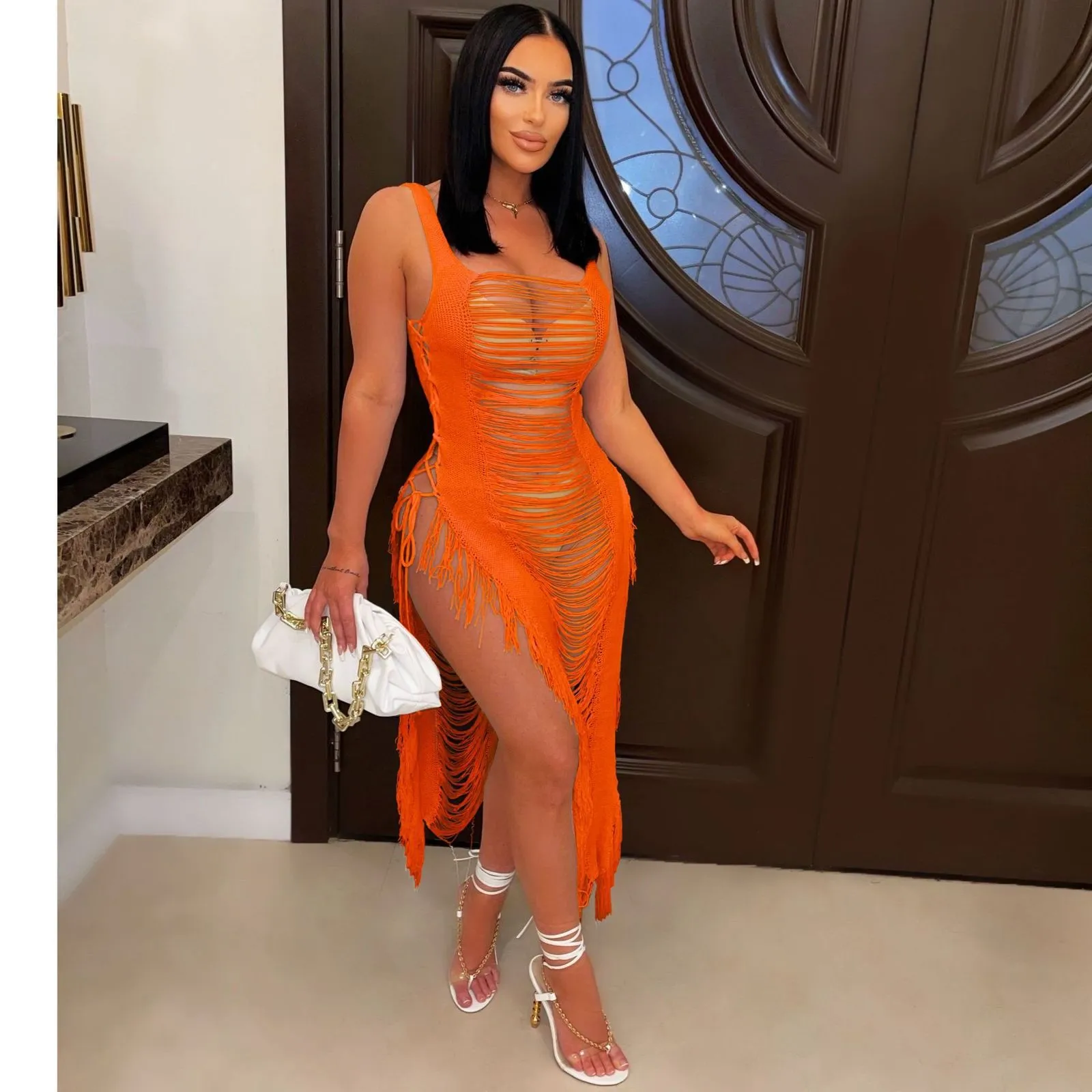 Womens Swimwear White Croche Beach Cover Up Sexy Bikini Cover Ups