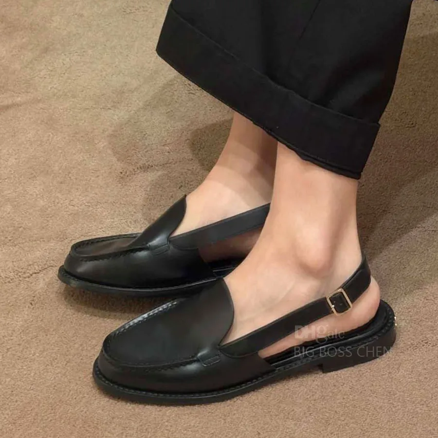 Round Toe Buckle Strap Flats