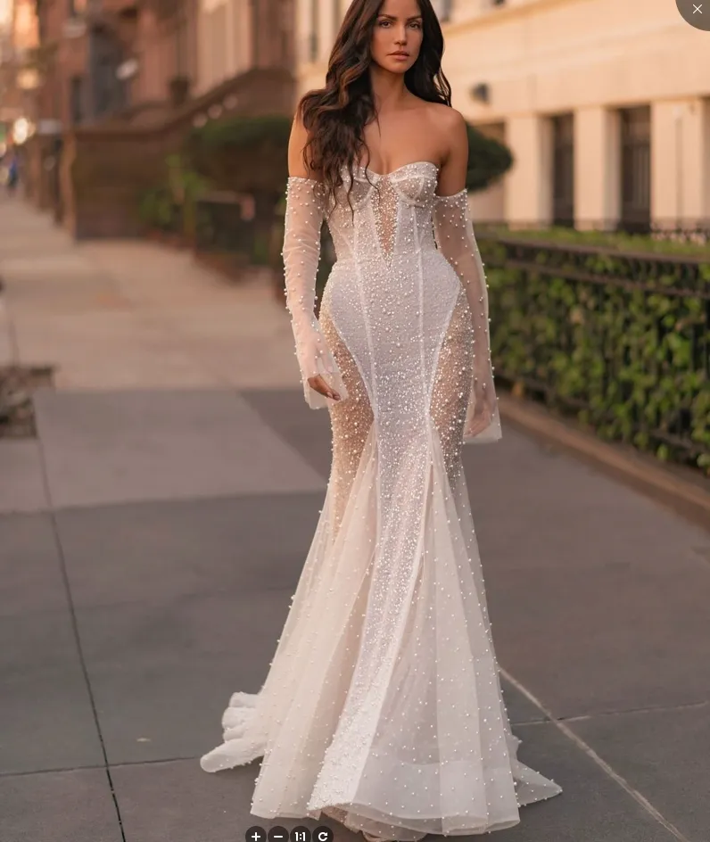 chinese dress ladies Semi-transparent Appliques Floral Bridal Dress with Detachable Sleeves –  loveangeldress main image 0
