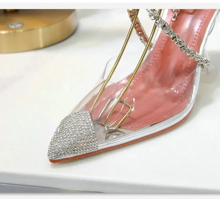 Silver Rhinestone Pointed Toe High Heel Pumps Bridal Wedding Shoes_voghion.com
