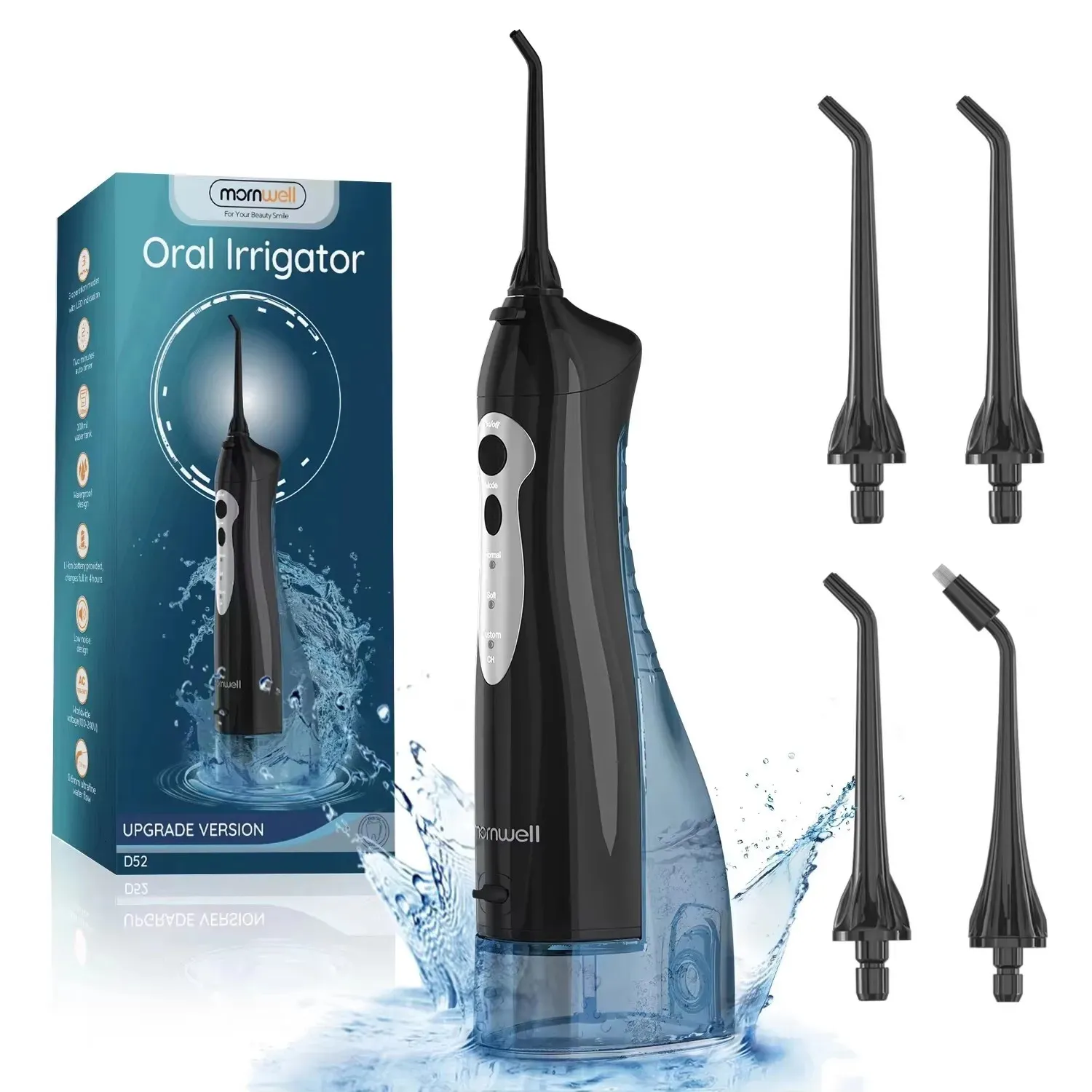 Mornwell D52Pro Cordless Dental Irrigador Dental Water Flosser Portable ...