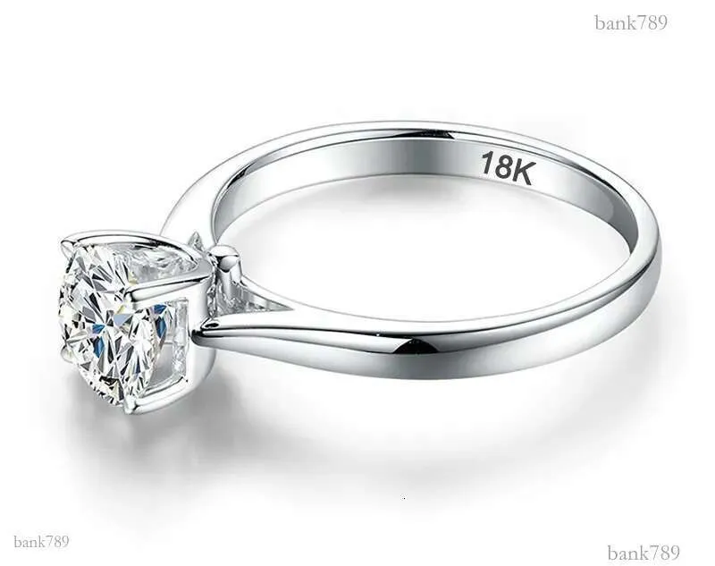 Bague solitaire en or blanc avec zircon cubique de 2,0 carats, alliance pour femme_voghion.com
