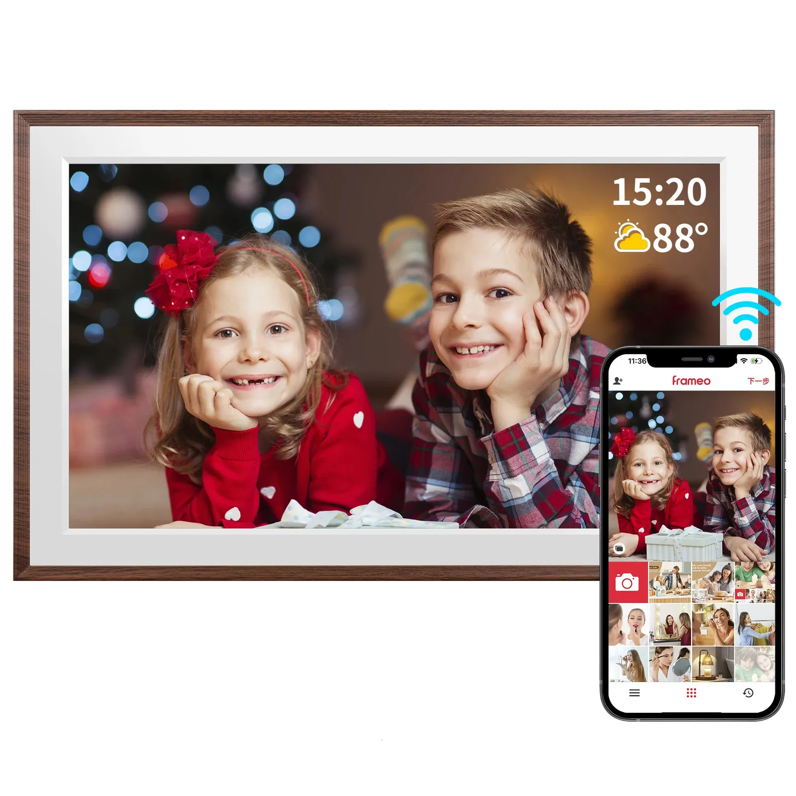FRAMEO 15.6” HD Touch Digital Picture Frame – 60% OFF, 32GB Storage, Wi‑Fi Sync – Lowest Price Deal