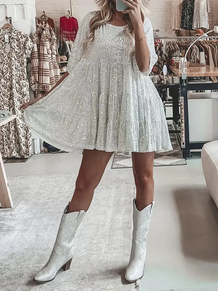 Sequin Mini Dress For Women Flowy Sparkly Babydoll... From Zara03, $20.34  In Bulk | DHgate.Com