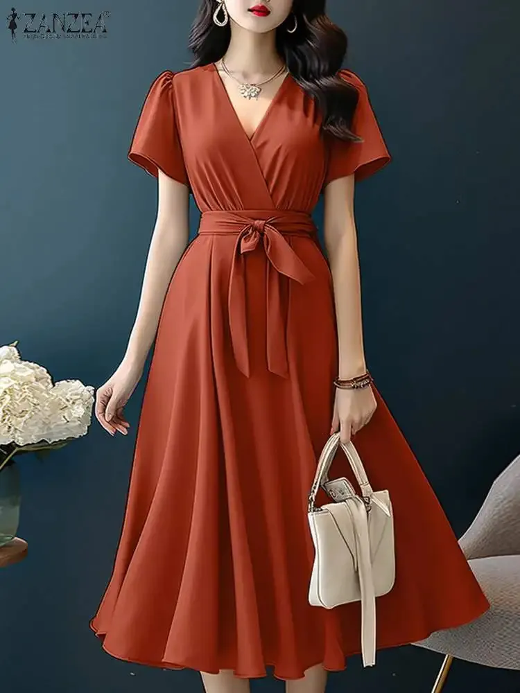 zanzea casual dress 2021 ZANZEA Women Cotton Print Dress Summer Casual O-neck Short Sleeve Short  Dress  buy the best products in the Ayzeze online store
