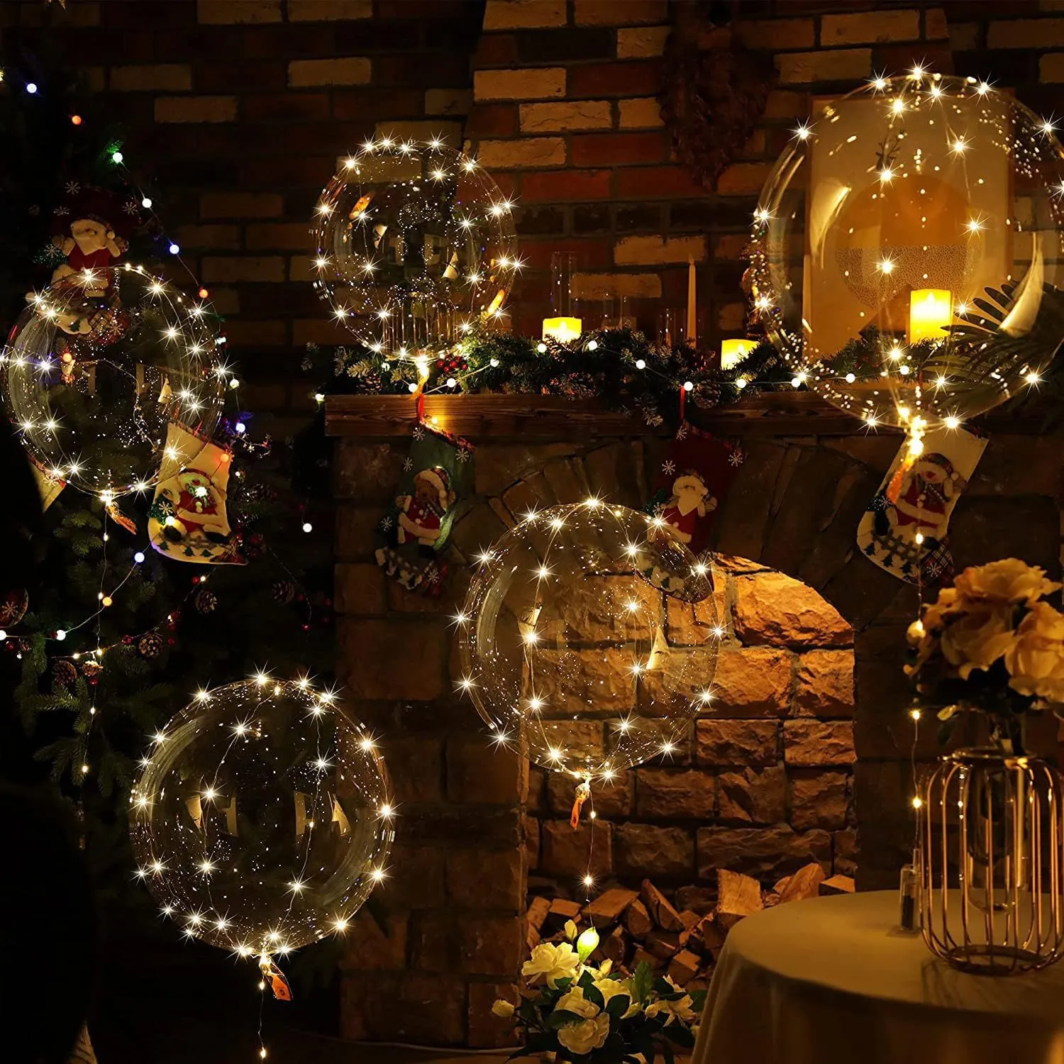 LED Lighted Balloon String with Clear Balloons \u0026 Stems - Self-Lit  Decorations Suitable for Birthdays, Weddings, Christmas, Photo Props - Cold  * (No /Hardware Included), image size:1500x1500