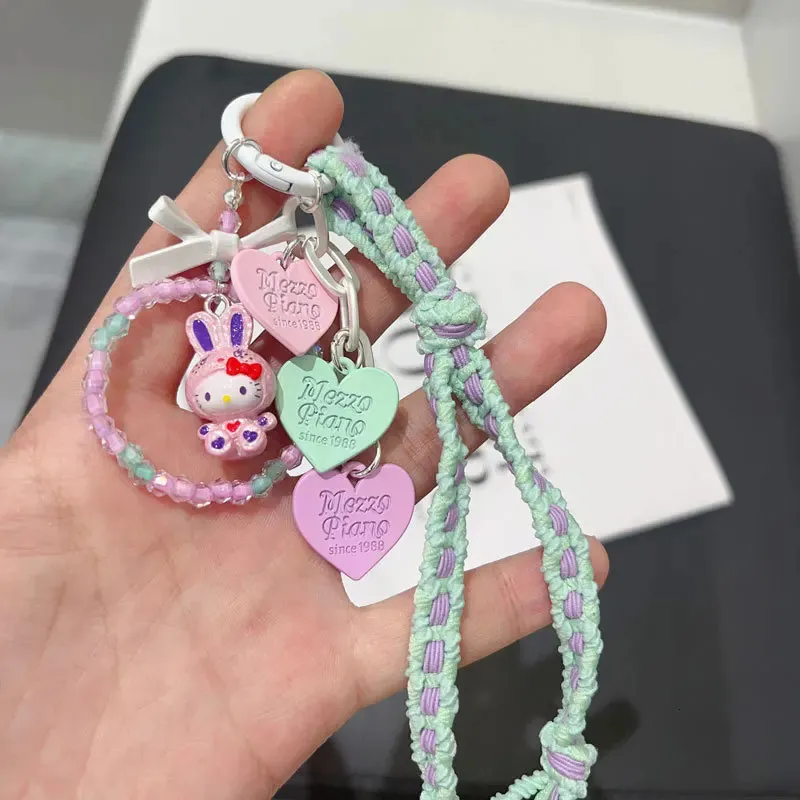 Bunny Keyring: Mint Green Girl Pink Rabbit Bag Pendant, Soft Plush ...