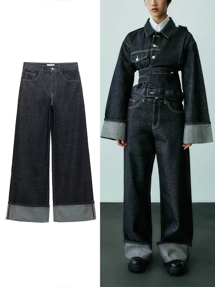 TRAF Jeans Da Donna A Vita Alta Pantaloni Da Rimorchio Ultra