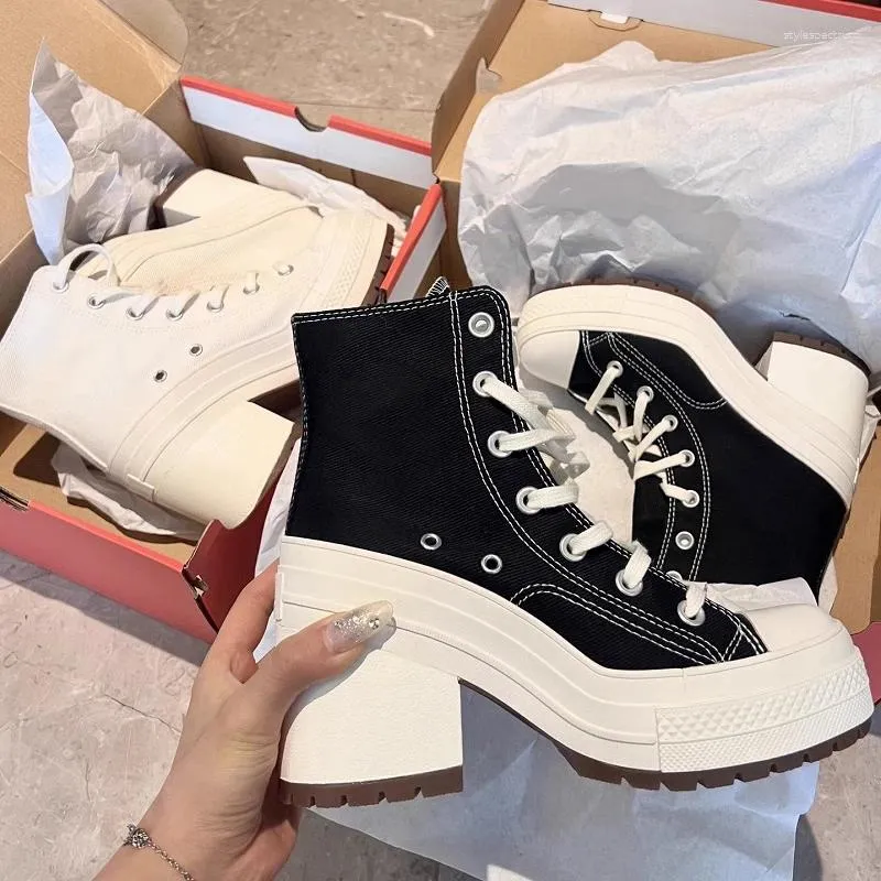 Lässige Damen-Plateau-Sneaker, Luxusmarken-Stiefel, modische Outdoor-Skateboard-Sneaker, High-Top-Canvas-Sneaker, Übergröße 36_voghion.com