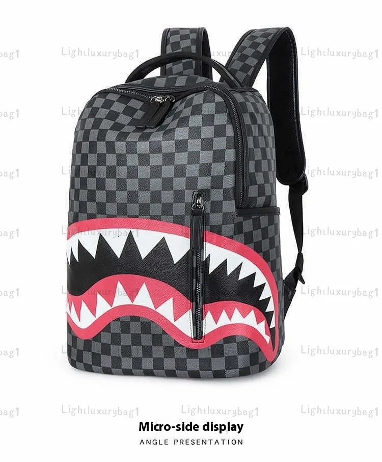 Cool Shark Print Backpack – 17” School Bag, Lightweight & Durable Polyester Rucksack For Daily Use - View #3