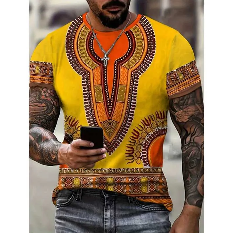 Tuta Uomo Estiva Dashiki Con Stampa 3D - T-shirt E Pantaloncini - Casual Etnico