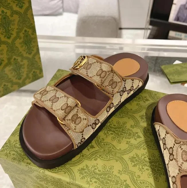 designer sandals famous designer women designer slides Platform slippers Summer sandals Platform Embroidered fashion slippers Classic Brown with box size 36-45