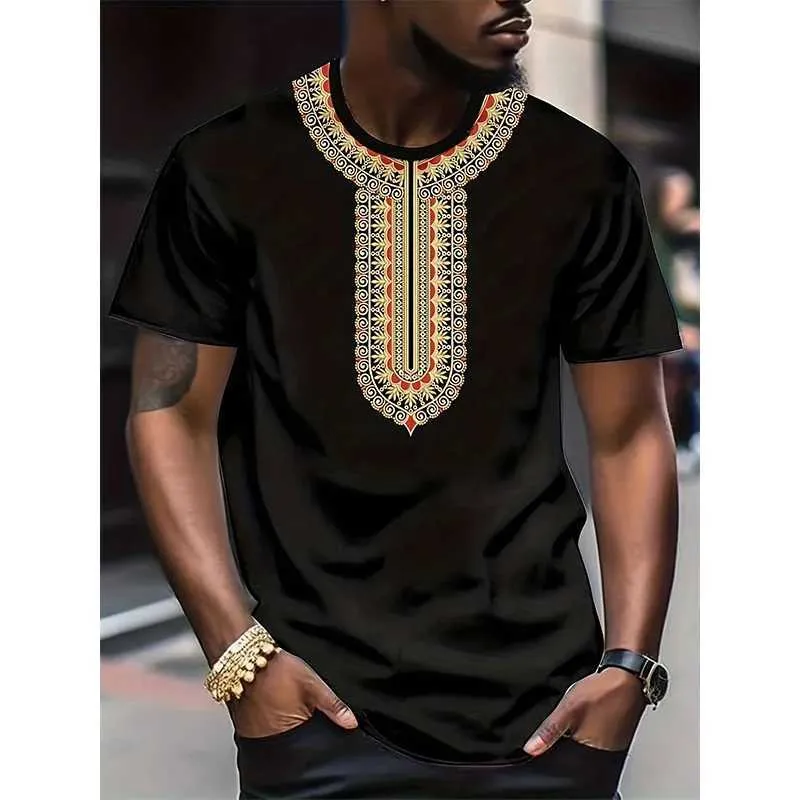 Tuta Uomo Estiva Dashiki Con Stampa 3D - T-shirt E Pantaloncini - Casual Etnico