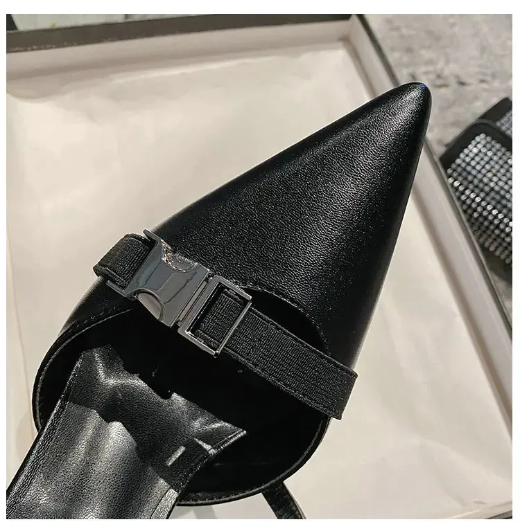 Elegant Leather Women's Pointed Toe Slingback Heels For Office_voghion.com