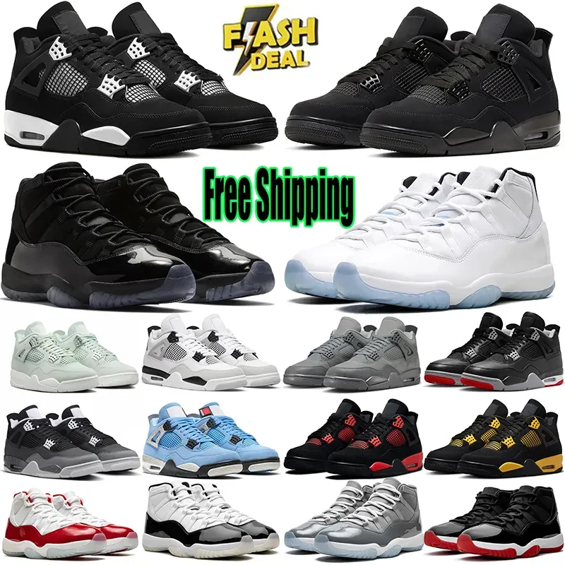 Free Shipping Basketball Shoes For Men Women Sneakers Black Cats White Thunder Military Blue Bred Cool Grey Mens Outdoor Sports Trainers shoes