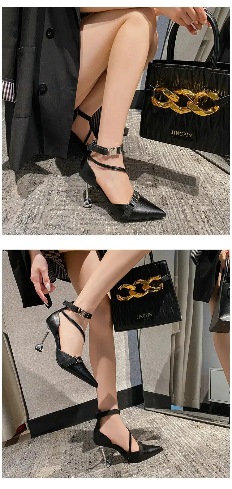 Elegant Leather Women's Pointed Toe Slingback Heels For Office_voghion.com