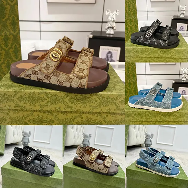designer sandals famous designer women designer slides Platform slippers Summer sandals Platform Embroidered fashion slippers Classic Brown with box size 36-45