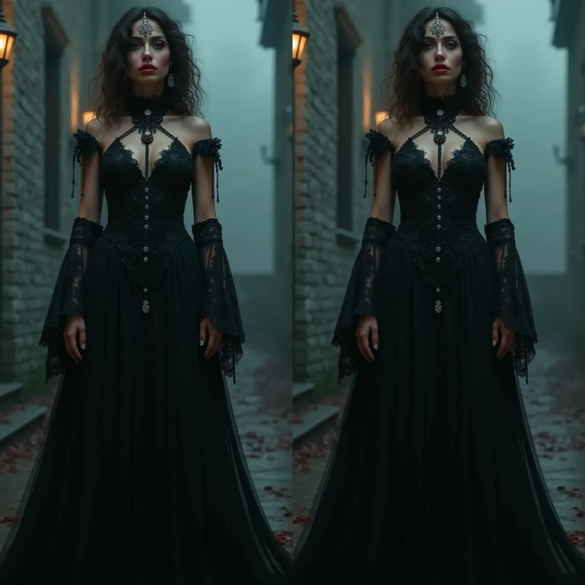 Gothic Black A Line Wedding Dresses Lace Appliques Beading Bridal Gowns ...