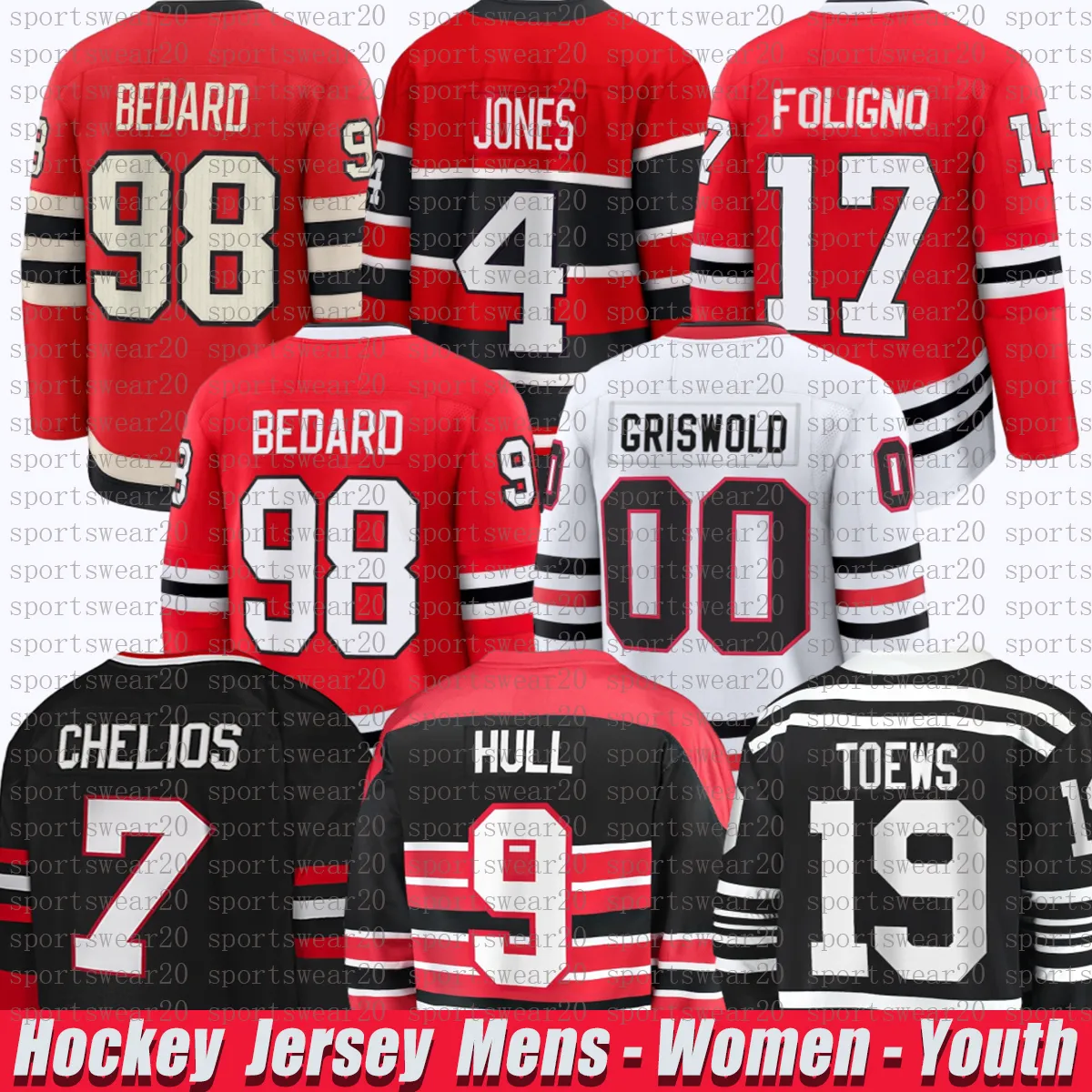 ConnorS Bedard Murphy Chicago Hockey Jersey BlackhawksS Jersey