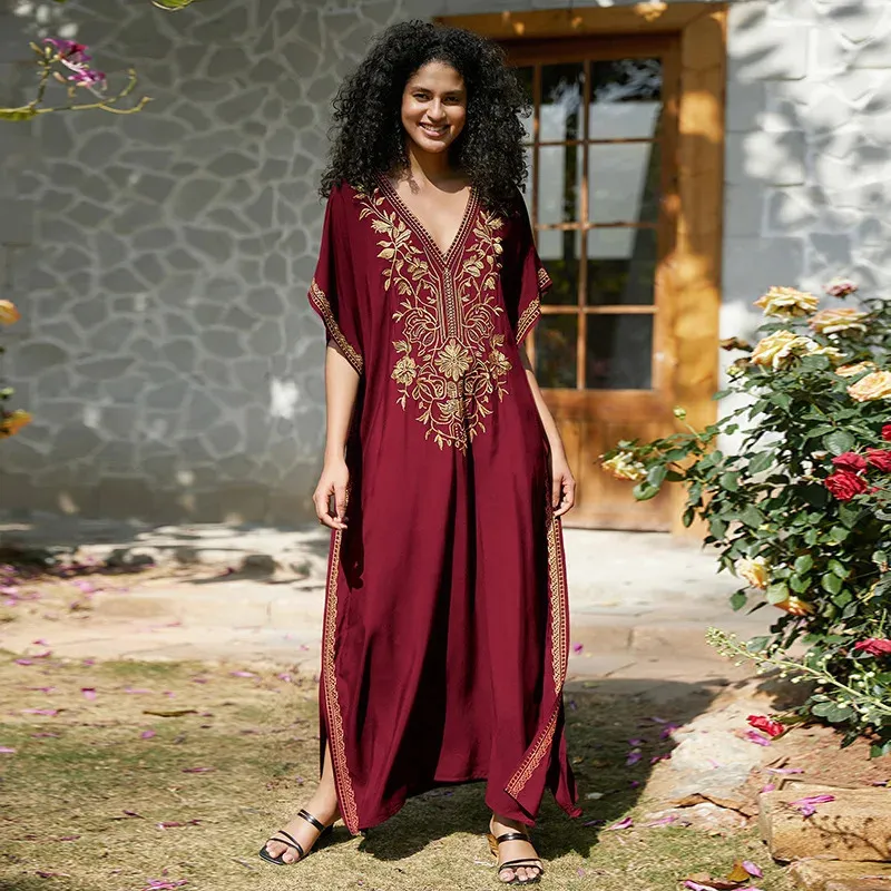 Beachwear Maxi Dresses Embroidered Kaftan: Red Wine... From Mu02, $19.46 | DHgate.Com Beachwear Maxi Dresses Embroidered Kaftan: Red Wine... From Mu02, $19.46 | DHgate.Com