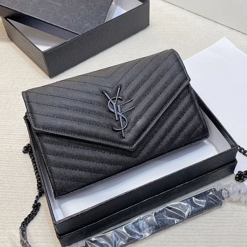 Designer Bag With Box Shoulder Bag Elegant Crossbody Bag Envelope Purse Wallet Crossbody Metal Chain Classic Casual Style Leather Popular Style High Quality