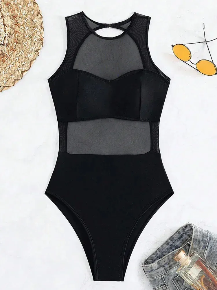 Sexy See-Through Black Mesh Sheer Women's Swimwear One-Piece Swimsuit Female  Monokini Backless Bathing Suit Swim Beach Wear Lady from Dhgate Women's  Swimwear - price 28.88
