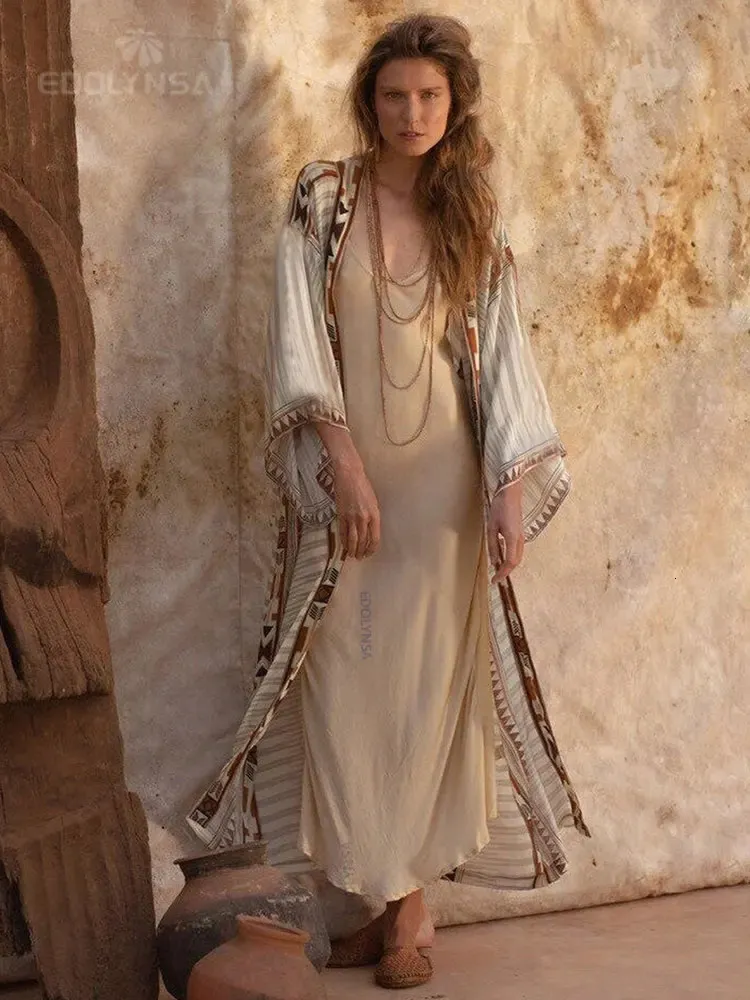Bohemian Printed Bikini Cover Ups Elegant Self Belted... From 21,17  |  DHgate