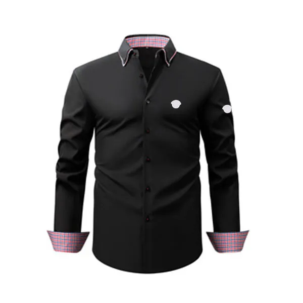 Camicia da uomo a maniche lunghe Slim Fit Slim Fit Manica lunga Manica lunga Top in cotone elasticizzato Casual Button Down Camicie con tasca, 0A-Grigio, L