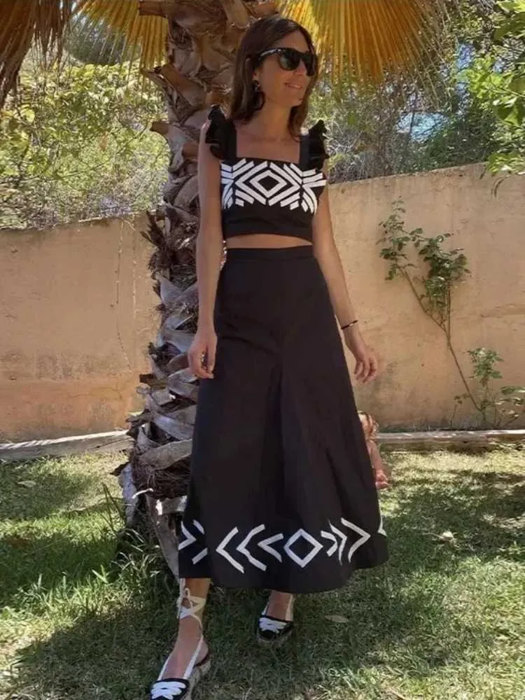 Cabalde De Piezas Falda Y Tapa Top De Cortes A Cuadros Con Juego