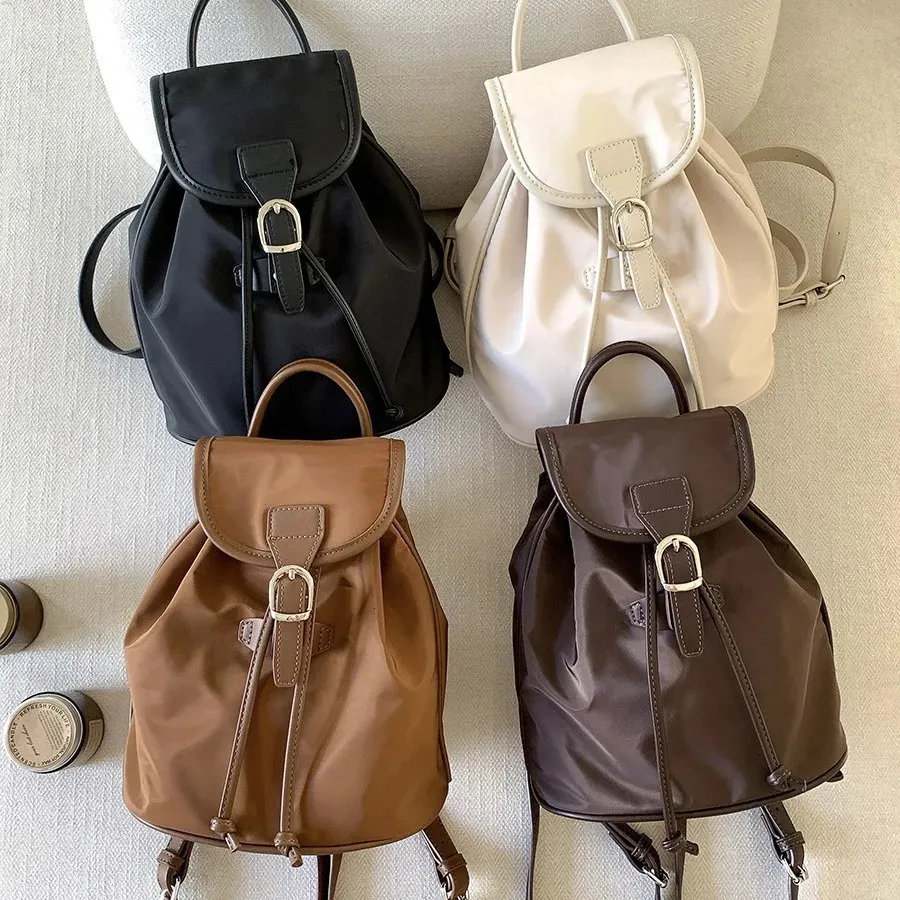 Retro Style Nylon Backpack For Women Thin Belt... From  display picture 3