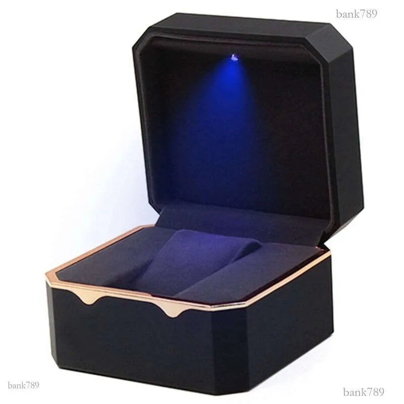 Jewelry Boxes Octagonal Gold Edge With Light Paint Storage Watch Box 230816_voghion.com