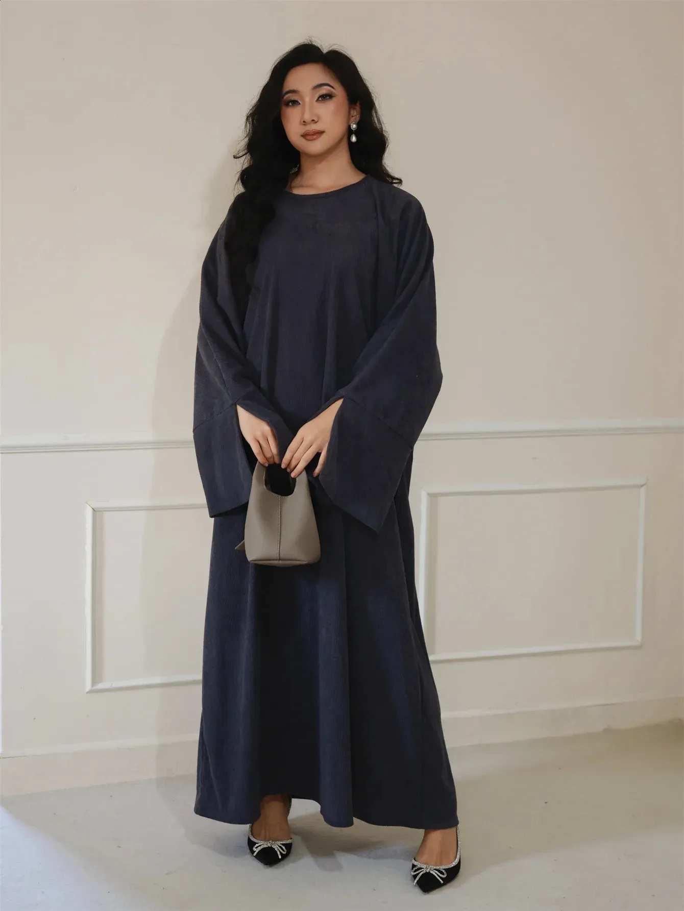 islamic long dresses with sleeves Elegant Long Sleeve Flowy Maxi Islamic Chiffon Abaya Dress  Abayaya