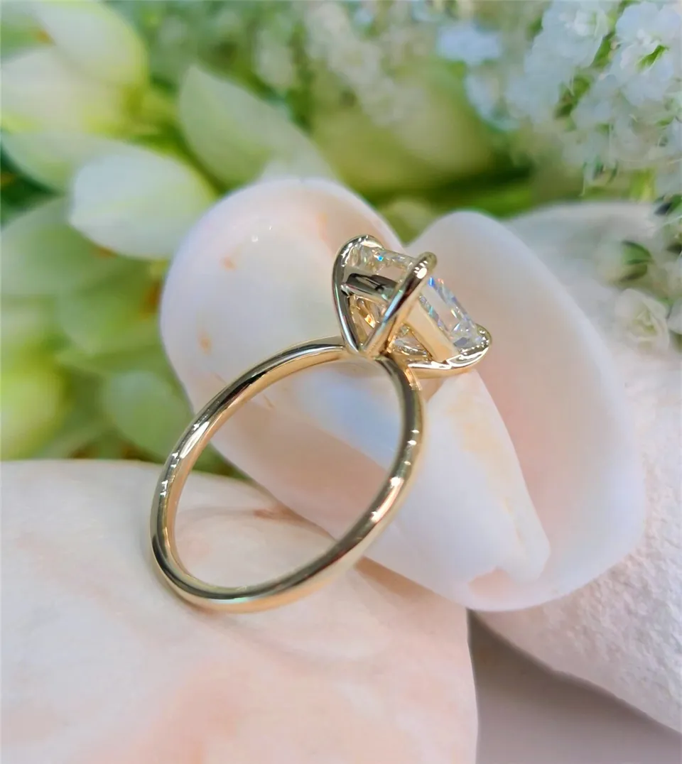 Anel De Noivado De Diamante De Laboratório Radiante De Ouro Amarelo De 14k  CVD E Vs1 Radiant Cut Solitaire Promise Anel Para Mulheres De $184,1 |  DHgate, image size:960x1076
