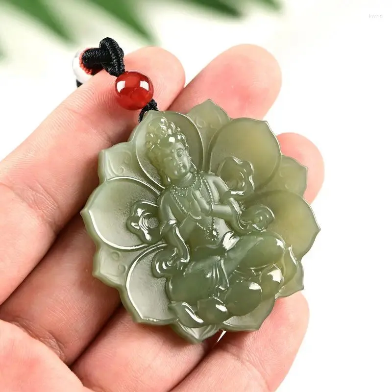 Save Big on Bulk Guanyin Jade Necklace Natural Jade Necklace: Nephrite Guan  Yin Pendant For Men Women Chinese Hetian Lotus Tara Fine Jewelry Best 