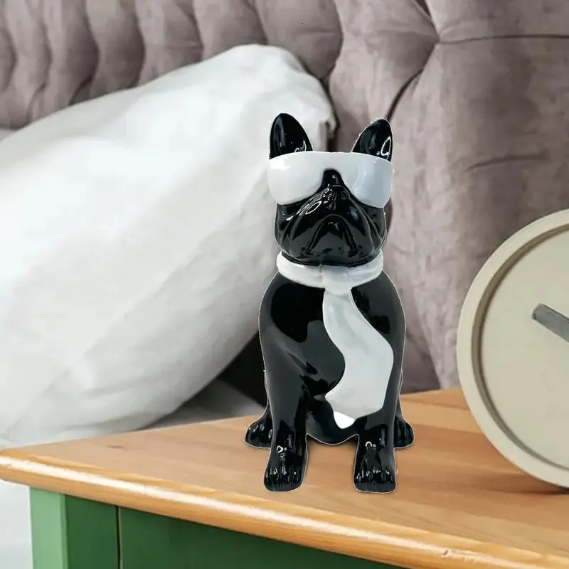 Statue Chien Bouledogue Français Assis Rouge Chromé En Résine Qui T La Langue 185 Cm 3665176935173