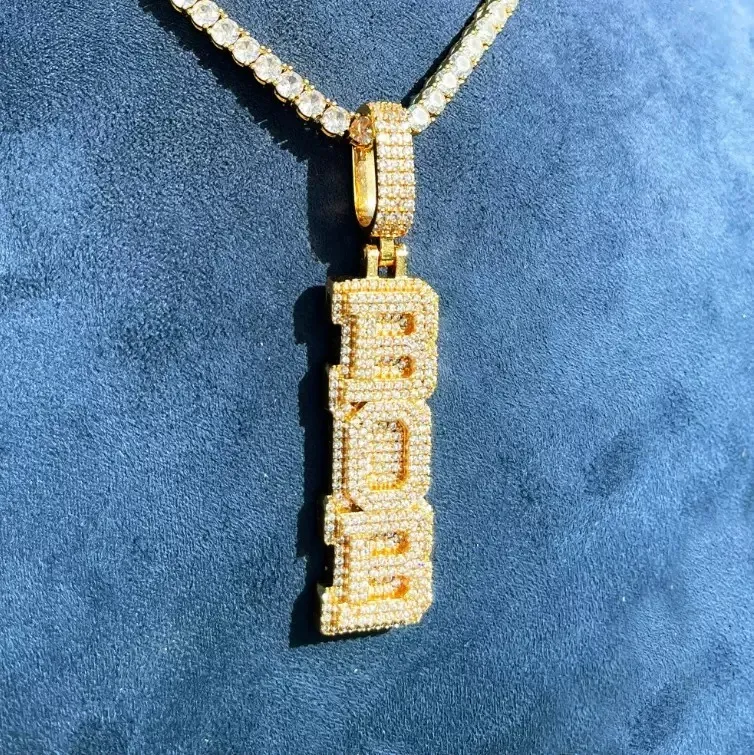 ジルコニア Custom Moissanite Letter Pendant 925 Silver Iced From