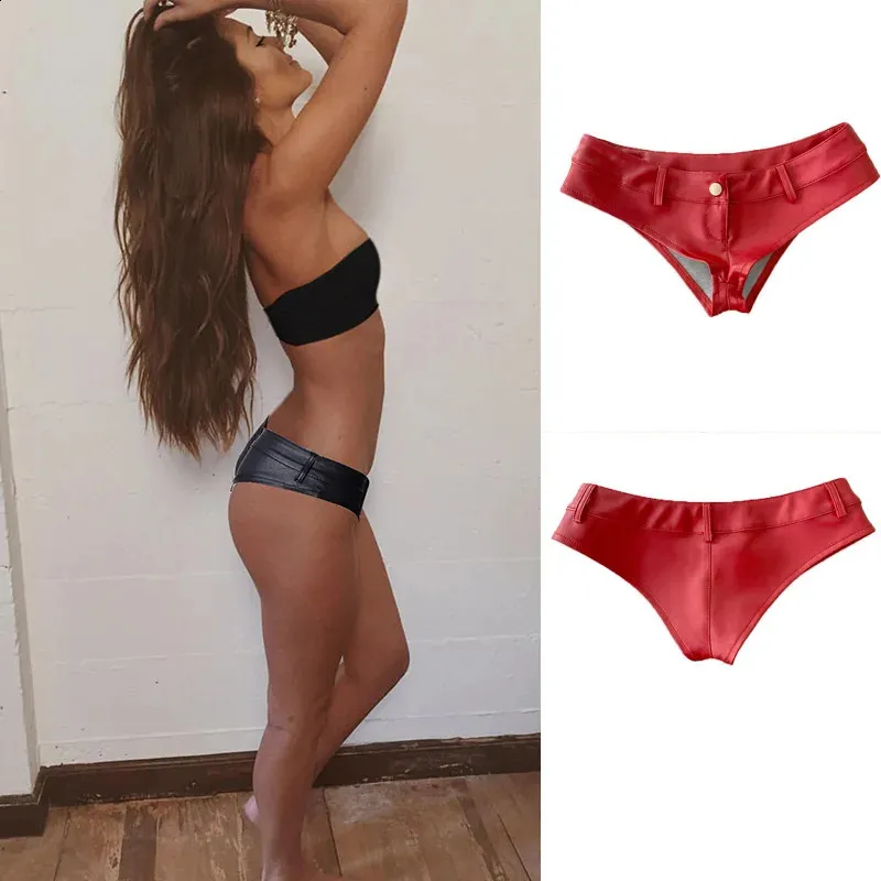 Culotte Femme En Cuir Verni Noir Brillant – Style Strings – Fermeture éclair – Pour Soirée