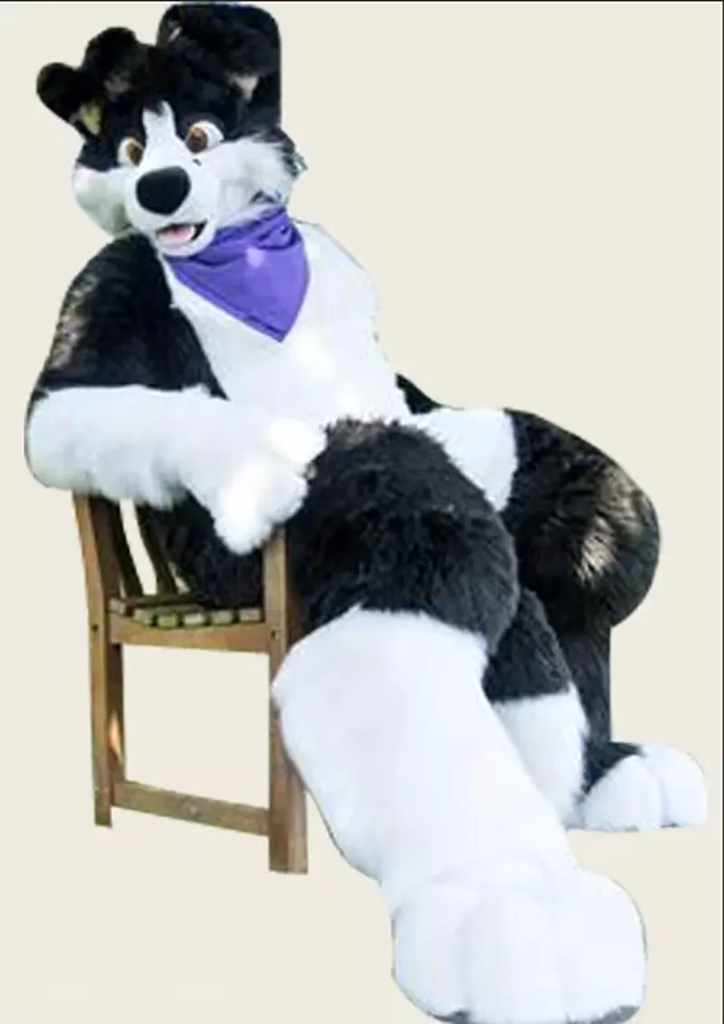 Handmade Black Husky Dog Fursuit Mascot Costume Top Quality Cartoon ...