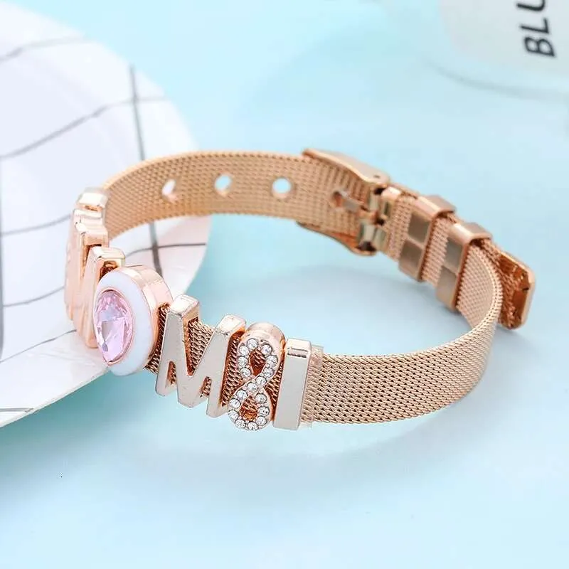 Bracciale con perline in acciaio inox infinite love mom per donna_voghion.com