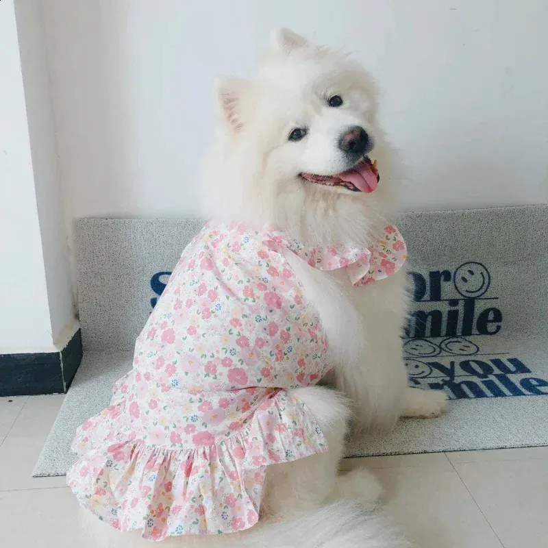Vestido De Flores De Perros Grandes Para La Primavera Y El Verano
