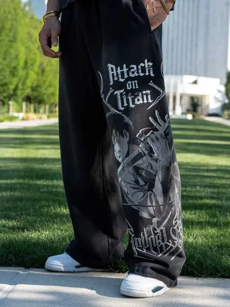  Attack on Titan ワイドパンツ Mens Animal Print Pants Anime Attack On Titan From