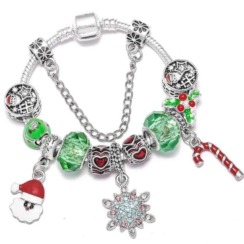 Christmas Series Santa Claus Beads & Pave With Snake Chain Charm Bracelet Bangles For Women Girls Jewelry Dropshipping_voghion.com