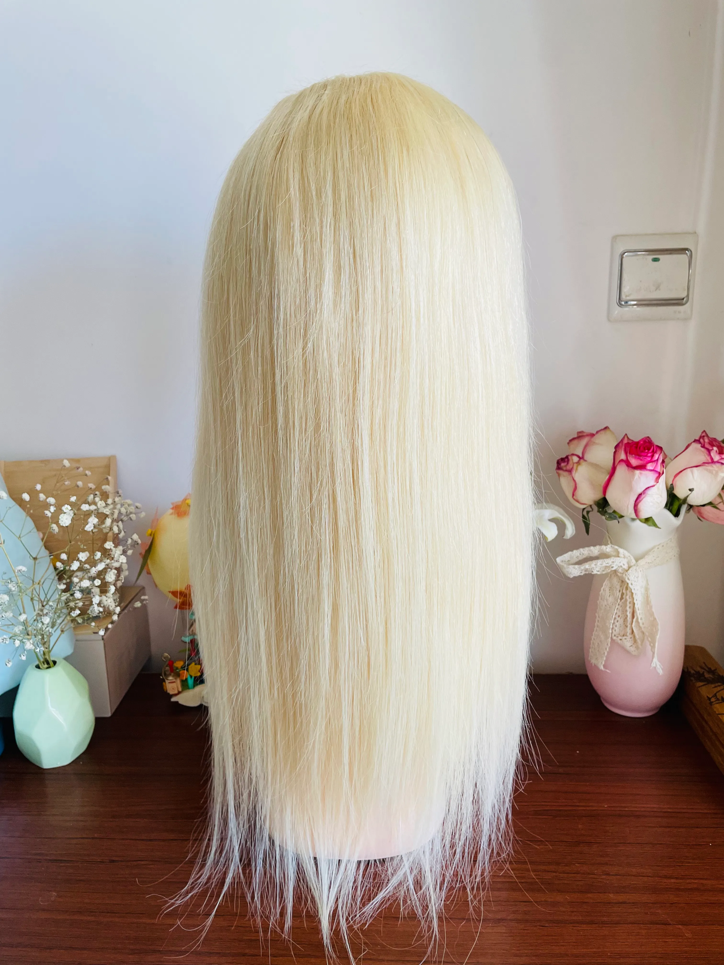 613 blonde Peruvian Straight Virgin Hair Wig Brazilian Virgin Hair 613 Color Straight 3 Bundles with 13X4  main image 2