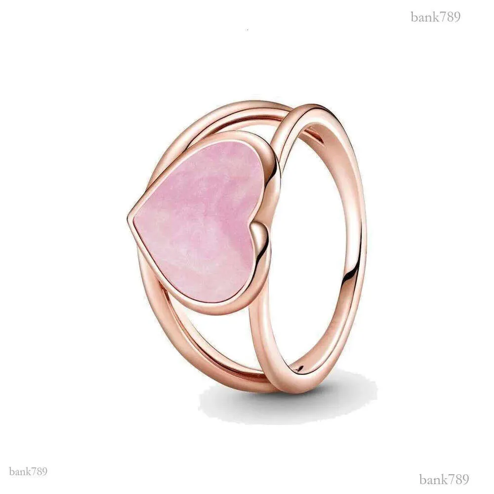 Fine Jewelry Authentic 925 Sterling Silver Fit Charm Pink Swirl Heart Statement Ring For Women Engagement DIY Wedding_voghion.com