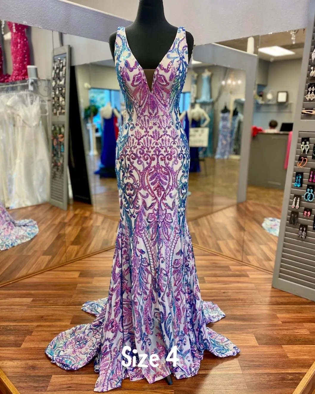 iridescent glitter prom dress ALYCE Paris 61354 Iridescent Sequin Dress PURPLE OPAL / 12 main image 0