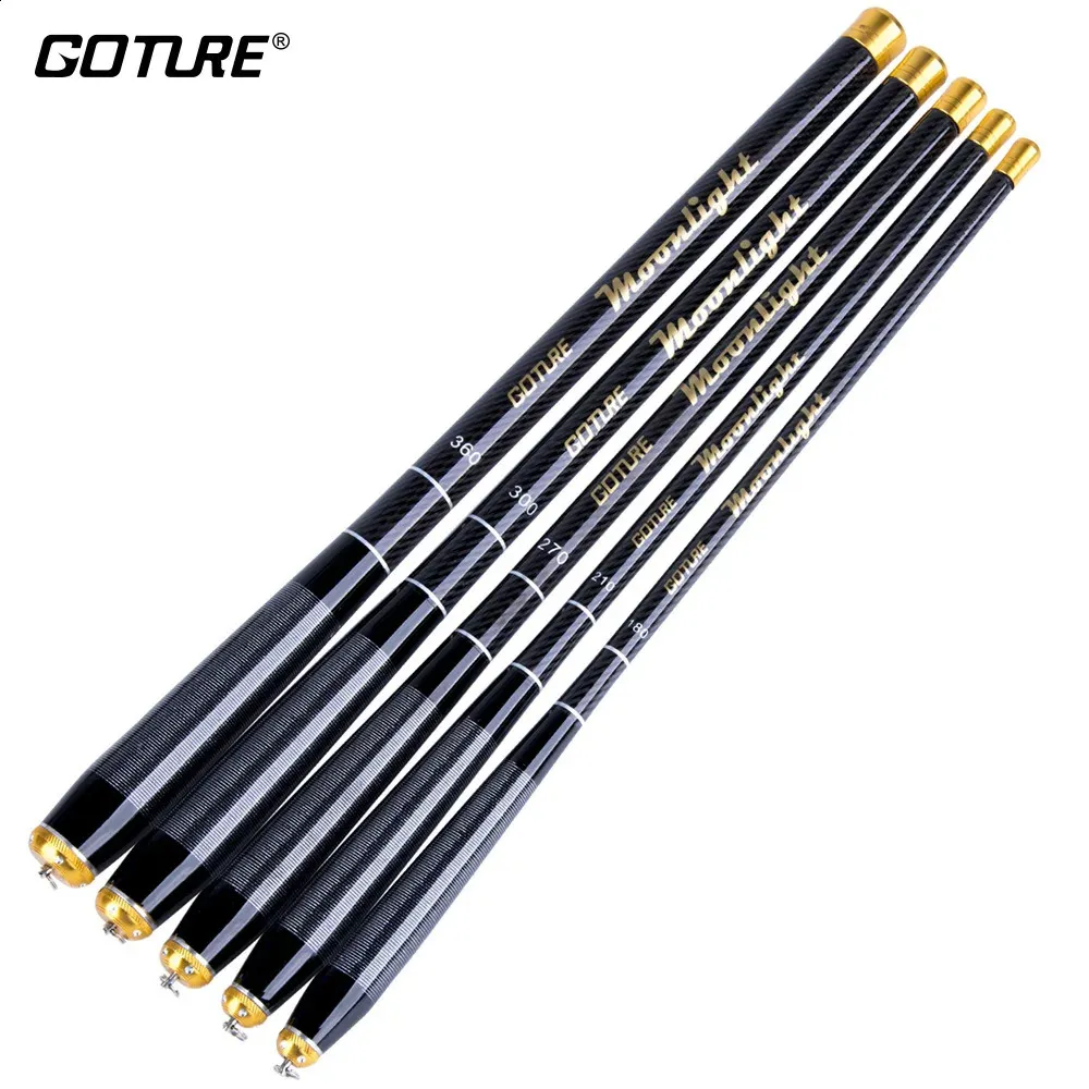 Gothe telescopic fishing rod carbon fiber 18m 21m 27m 30m 36m portable  carpet 8 2 power ultra light feeder 250313Q
