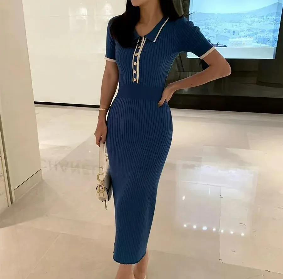 slim fit dress slacks Plus Size Korean Strappy Collar Fitted Dress – Pluspreorder