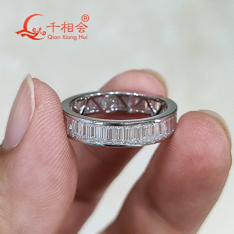 1 5 x 3 mm Baguette-Moissanit-Ewigkeitsring aus weißem 925er Sterlingsilber, Schmuckring, Verlobungsring, Damen & Herren_voghion.com