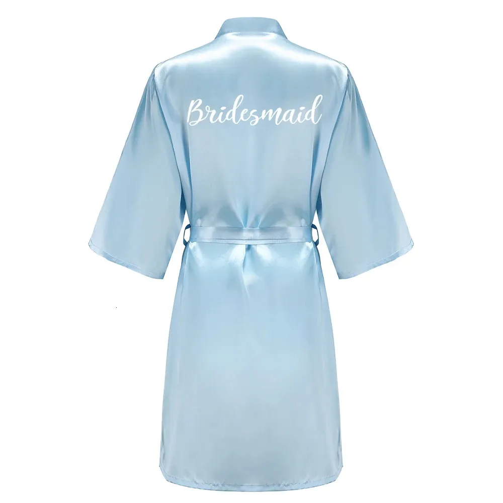 long blue floral bridesmaid dress Personalized Bridesmaid Robe Satin Lace, White Plus / Metallic Rose Gold / Bride