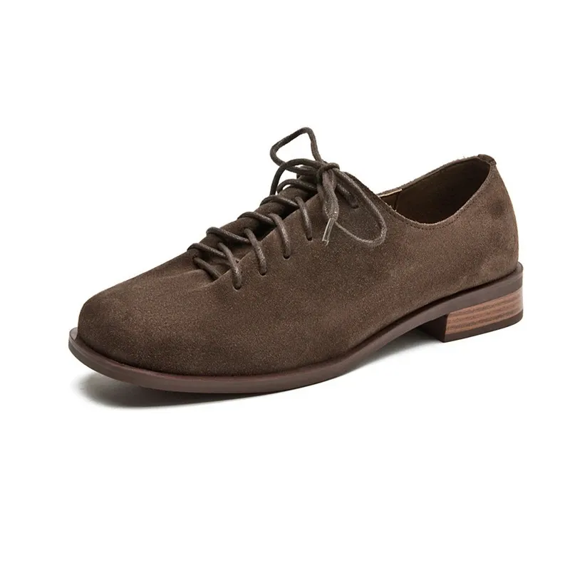 Loafer Schnürschuhe aus echtem Wildleder im Oxford-Stil, große Größen, britischer Stil, Damenschuhe 250321_voghion.com